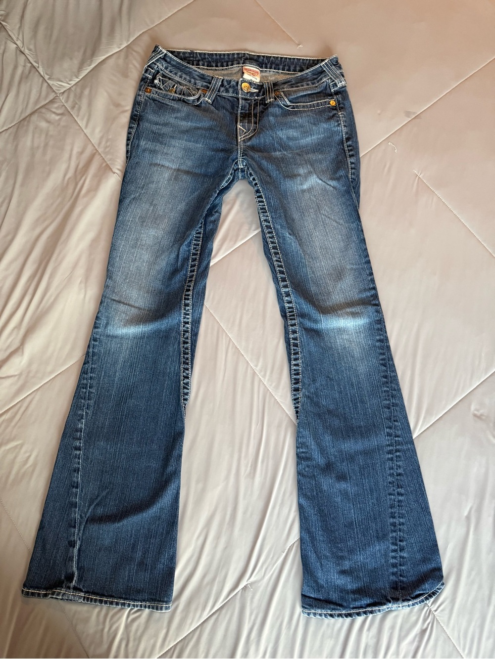 True Religion Dark Blue Flare Bootcut Jeans Vintage Low Rise